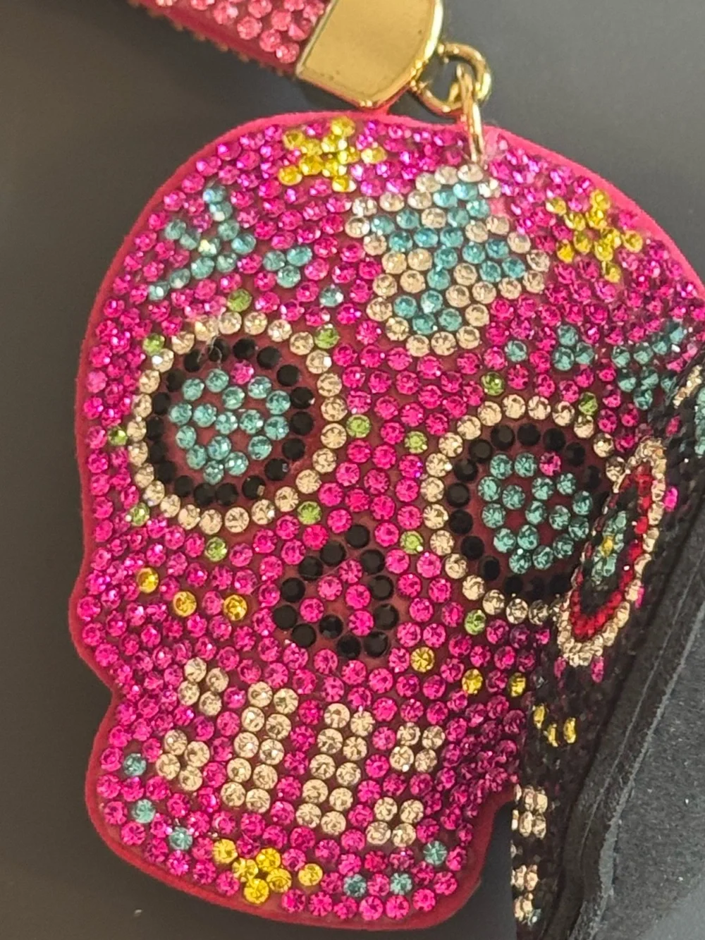 Mint Rhinestone Sugar Skull Keychain Bag Charm NWT (Pink)